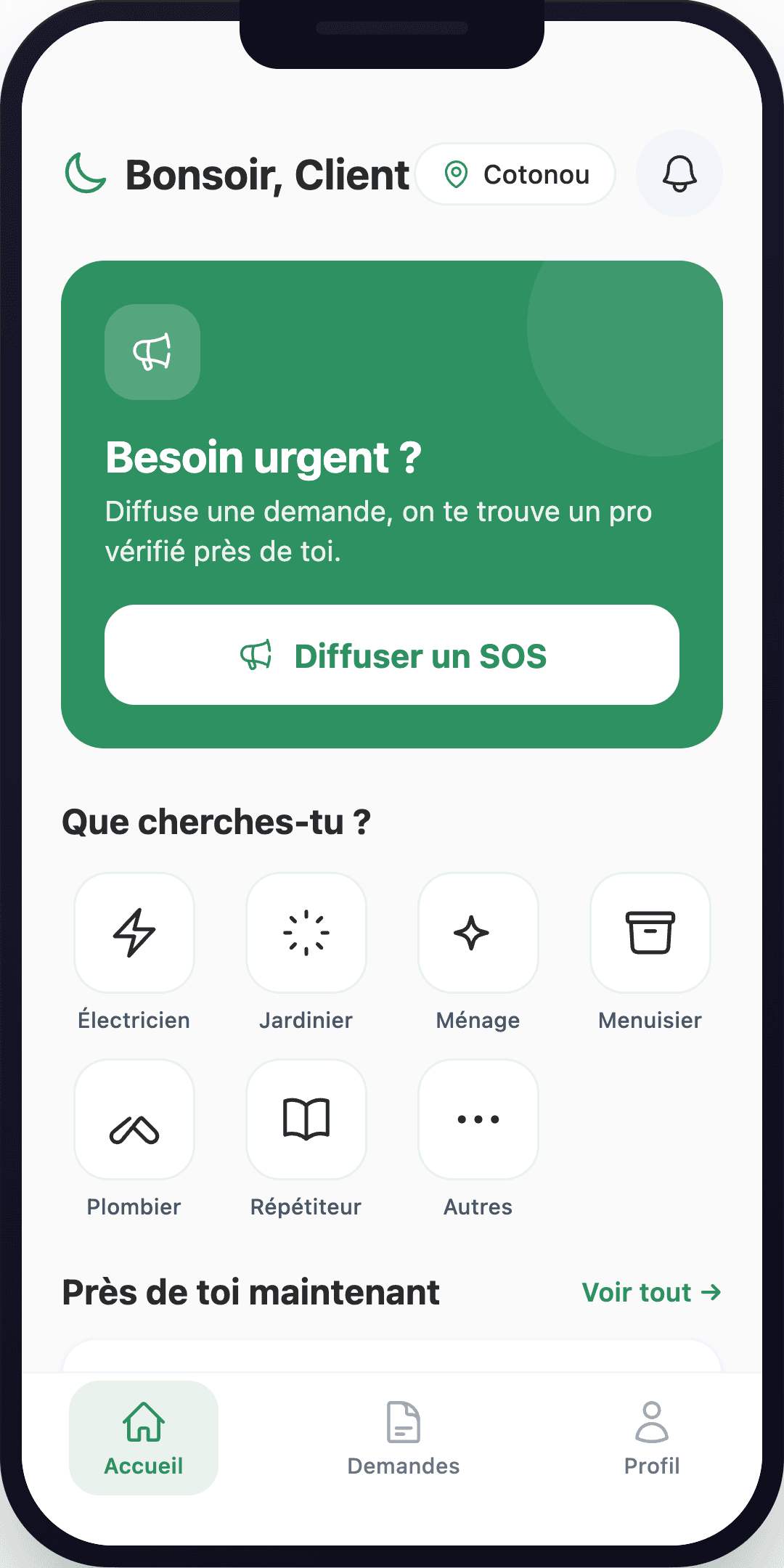 Écran d'accueil Azohwe