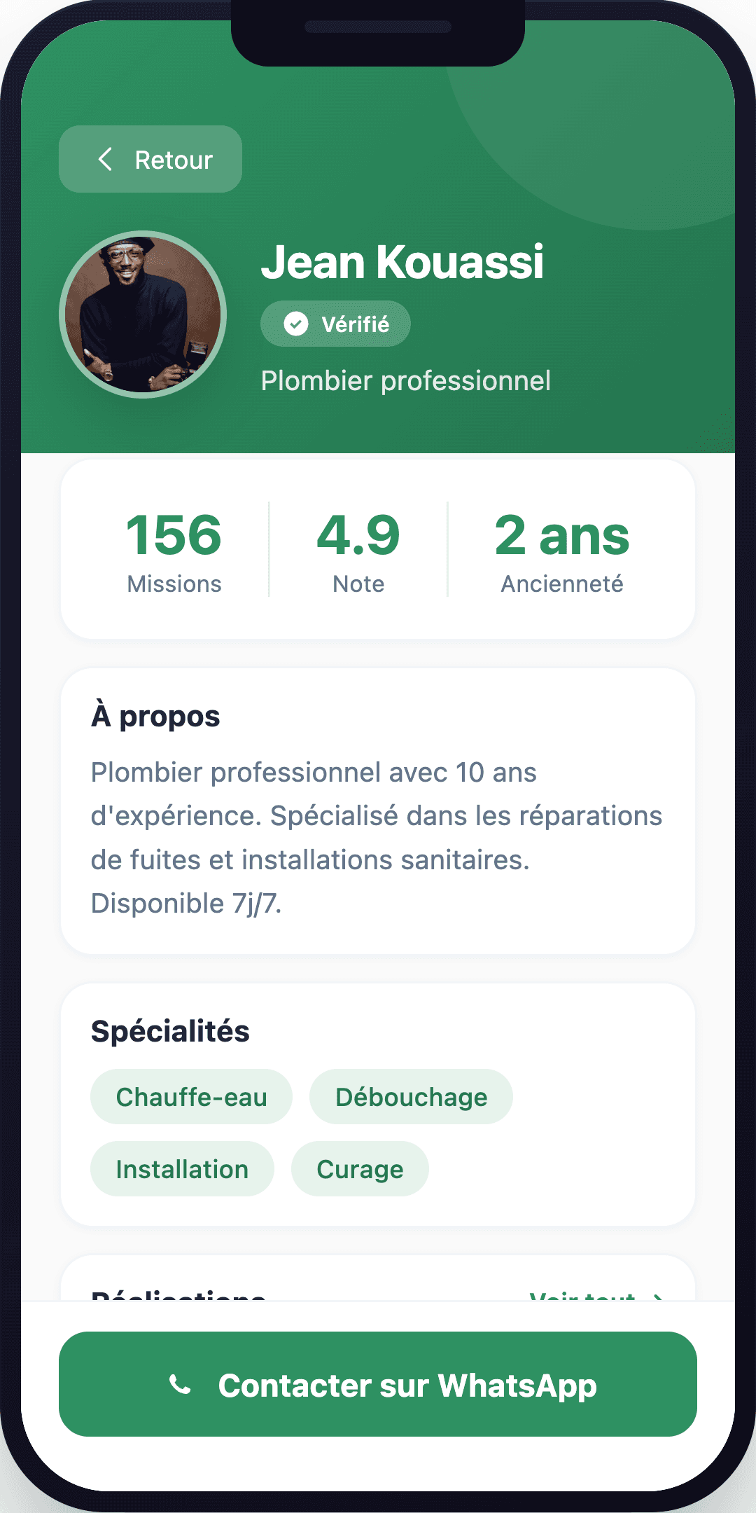 Contacte sur WhatsApp